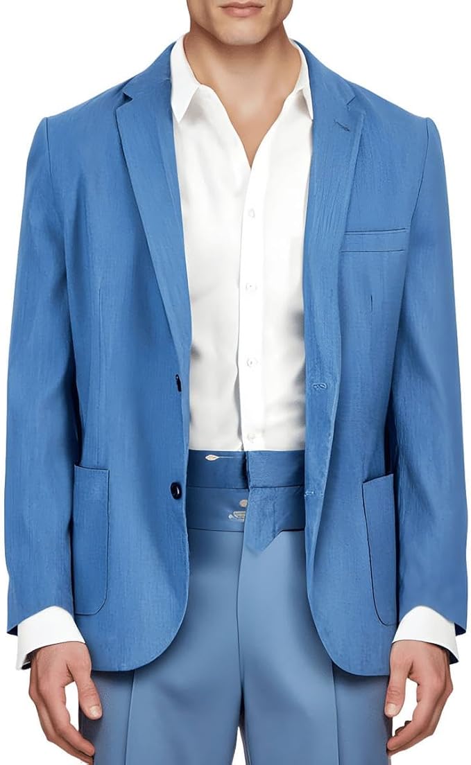 Alfani Mens Linen Blend Stretch Two Button Blazer Jacket