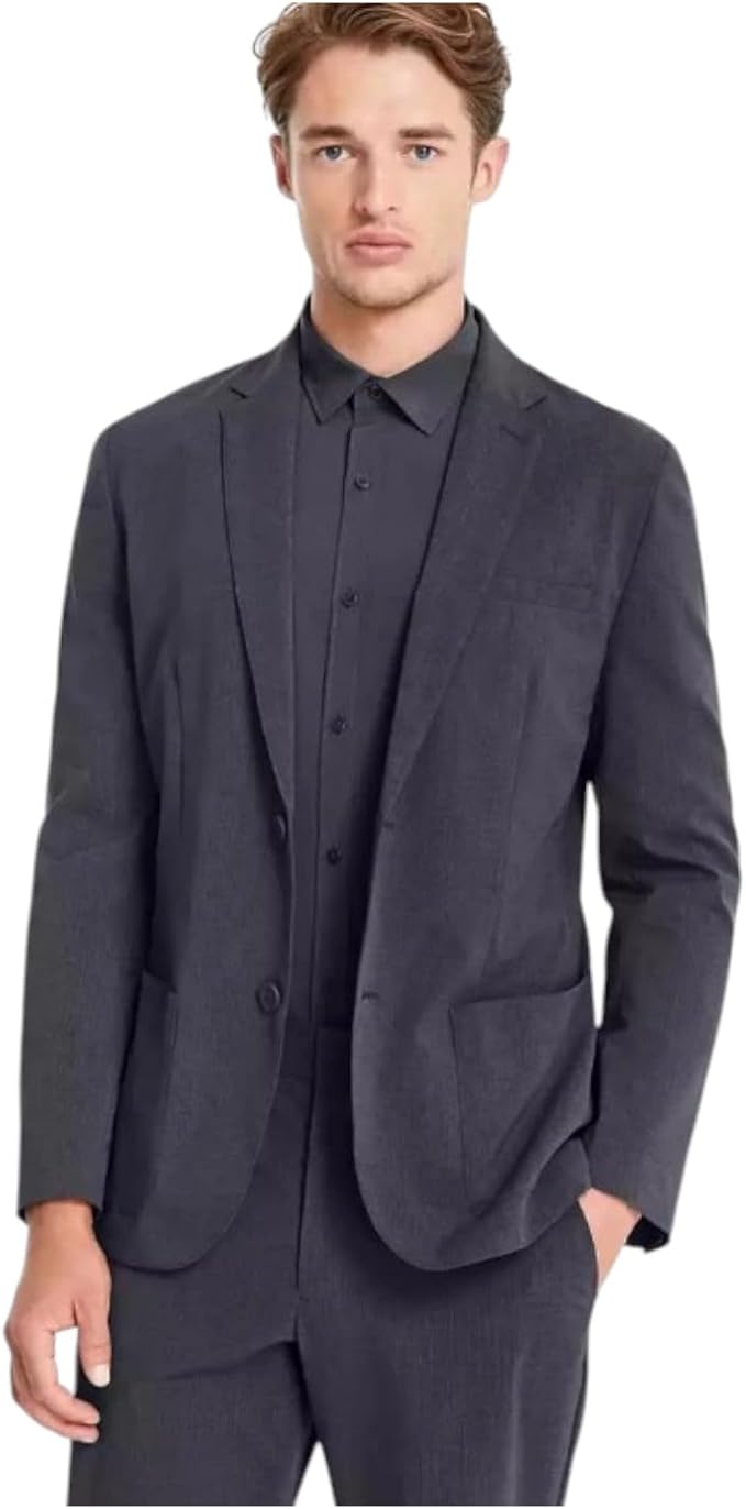 Alfani Mens Regular fit Suit Jacket Blazer Grey Check